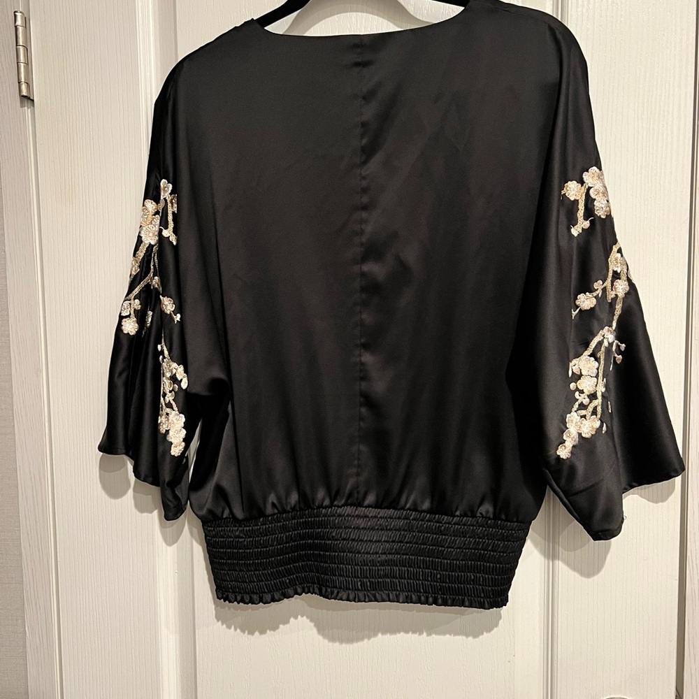New York & Company Black Embellished Kimono Blouse - Picture 2 of 5